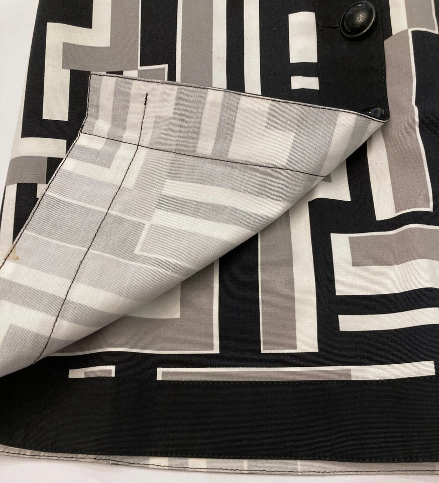 Falda envolvente Ann Taylor para mujer 4 botones frontal patrón geométrico negro blanco topo Foto 4 de 4