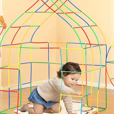 Straw Constructor STEM Building Toys 800 pcs-Colorful Interlocking Plastic... 
