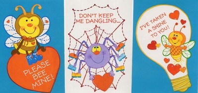 Vintage Valentine's Day Card Lot of 3, Spider, BEE, Lightning Bug, NOS HALLMARK