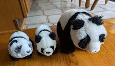 GUND PANDA BEAR 12" Soft Plush Stuffed plus 2 8" panda cubs Dakin Cascade