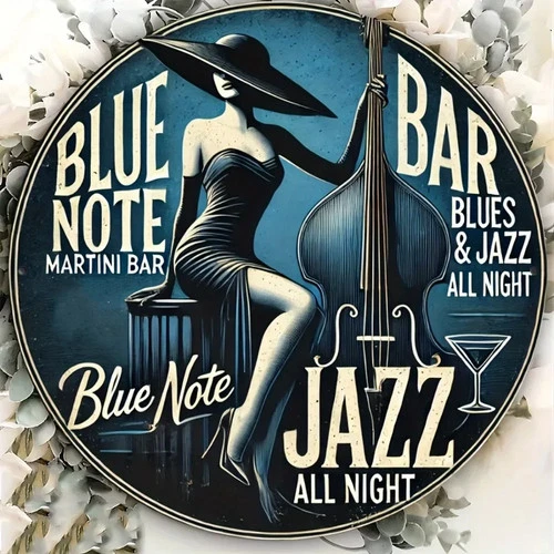 Vintage Blue Note Jazz Martini Aluminum Tin Metal Signs Home Décor Wall Art 8x8