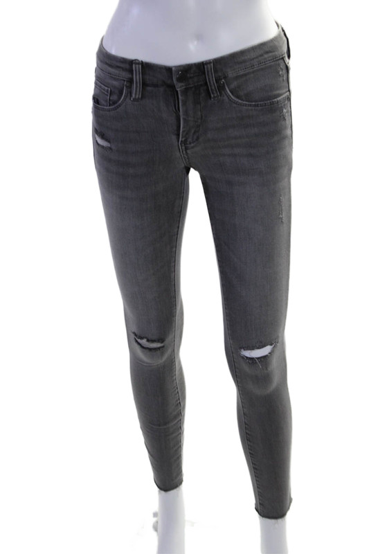 BLANKNYC Women's Midrise Five Pockets Distress Skinny Denim Pants Black Size 24