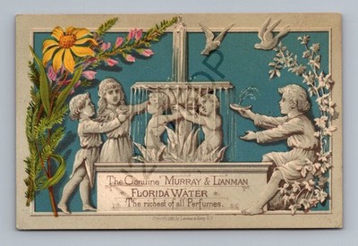 1879 Murray & Lanman's Florida Water Perfume Victorian Trade Card Cherubs