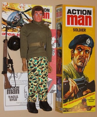 vintage action man 40th anniversar dark hair eagle eye soldat boxed