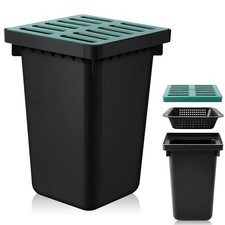 Kritkin Catch Basin with Grate 15 x 15  24 15 x 15  24 Inch, Green,black