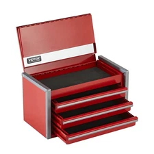 3-Section 8.6in Tool Box Compact for Desk or Workshop Red