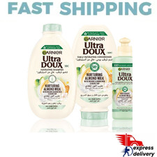 Image of Garnier Ultra Doux Milk almond Shampoo & Conditioner and Leave In Cream
