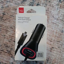 Verizon Vehicle Car Charger w LED Light & Dual Output for Micro USB OEM