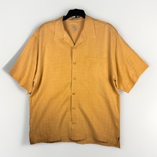 Original Island Hopper Mens XL Orange 100 Silk Button Down Shirt Hawaiian