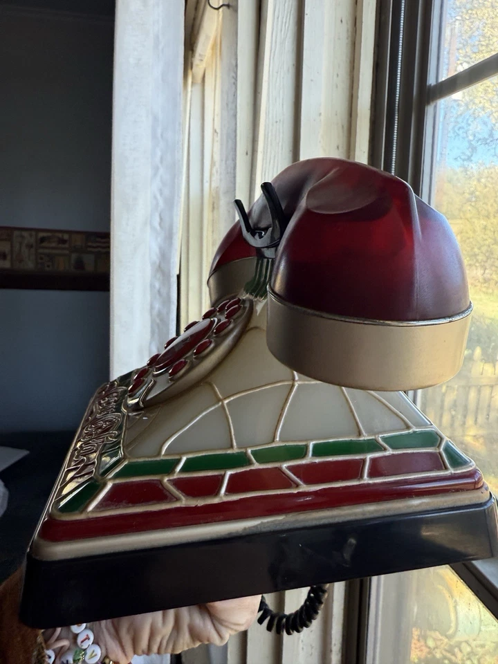 Vintage Coca-Cola 2001 Tiffany Style  Stained Glass Look Light Phone - Image 2 of 4