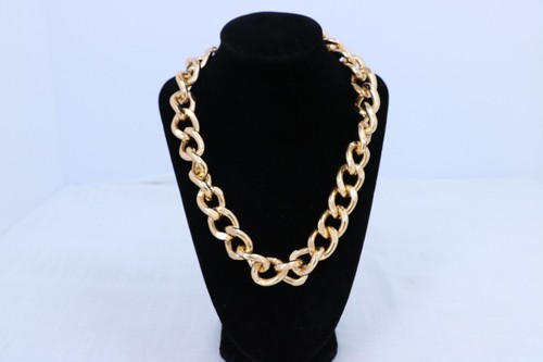Chunky Gold Tone Chain Necklace Bold Link Statement Adjustable 10”