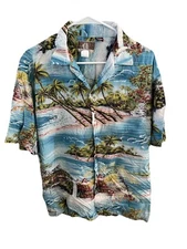 Kalaheo Hawaiian Shirt Men's XL Blue Short Sleeve Button Up Beach Hut Surfboard