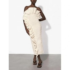 NWT | Mara Hoffman Kana Ivory Popcorn Midi Dress, sz XS