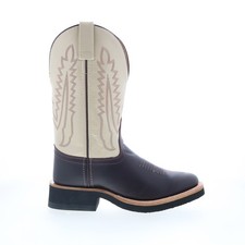 Jama Old West 1642L Womens Brown Leather Slip On Cowboy Western Boots