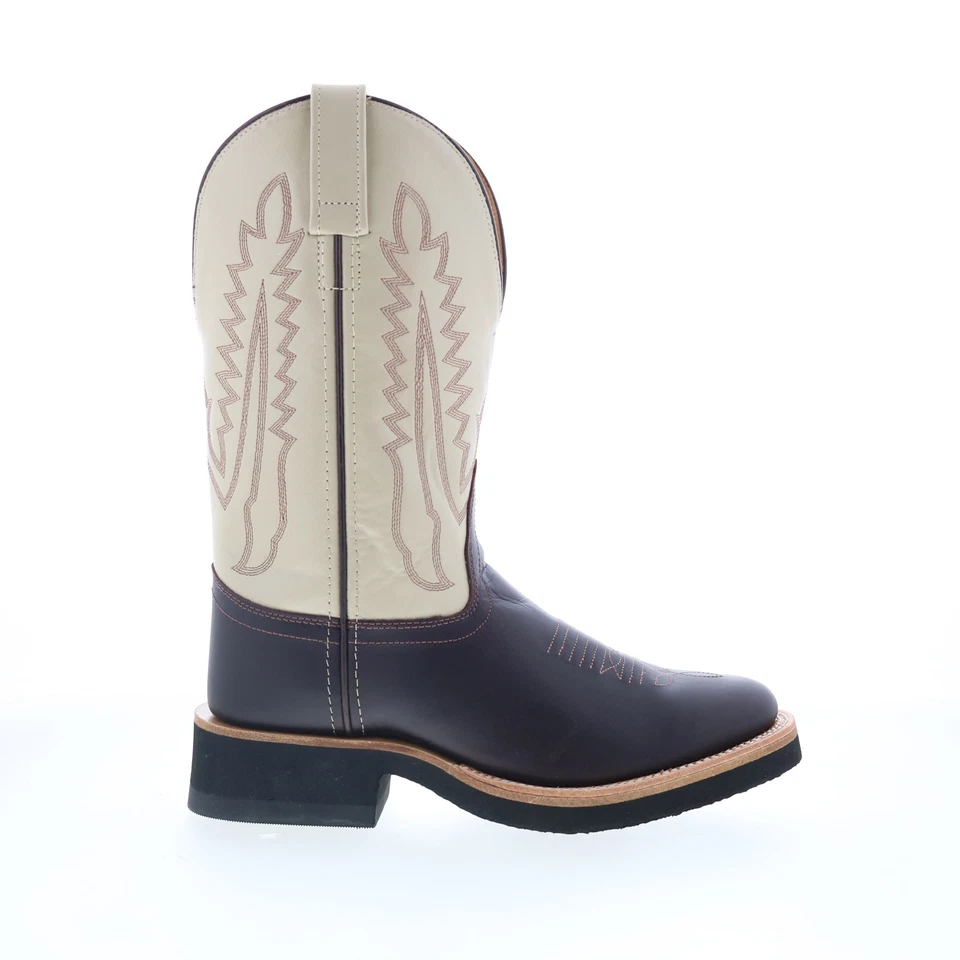 Jama Old West 1642L Womens Brown Leather Slip On Cowboy Western Boots