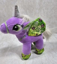 Kipp Bros. Magical Unicorn Pony Purple Green Floral Wings 2017 Plush Pre-owned 