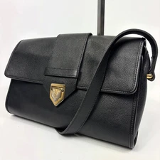 Yves Saint Laurent YSL logo hardware genuine leather shoulder bag pochette black