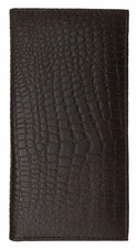 Genuine Leather PLAIN Checkbook Cover Crocodile Brown NEW  
