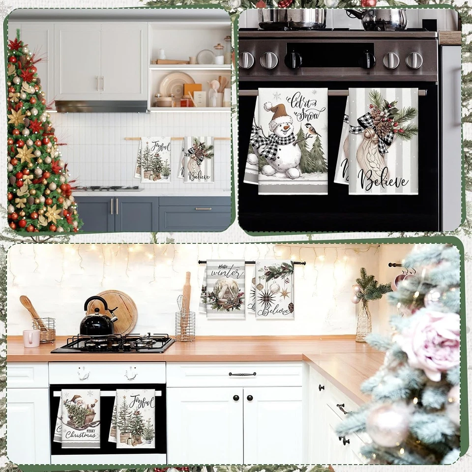 6 Piezas Toallas de Cocina de Navidad Toalla de Plato de Invierno, 21 x 14 Pulgadas Decorativas Neutras Foto 4 de 4