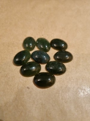 9pcs Natural Nephrite Jade Type A Cabochons 10×14mm   Undyed Green   Jewellery