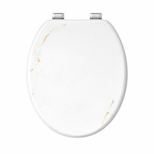 18" UNIVERSAL BATHROOM MDF WC TOILET SEAT NOVELTY EASY FIT +FITTINGS WOODEN W/C