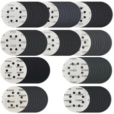 100 Pcs 5 inch Sanding Discs Wet Dry Sandpaper Hook & Loop 8 Holes,180 240 32...