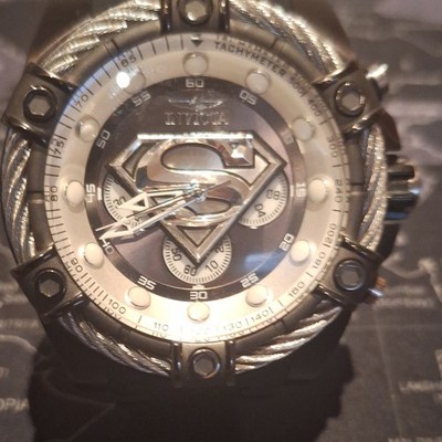 Invicta DC Comics Superman Herren Armbanduhr Chronograph Quarz Silikon schwarz