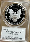 1996-P $1 American Silver Eagle PCGS PR70DCAM - John M. Mercanti Signature