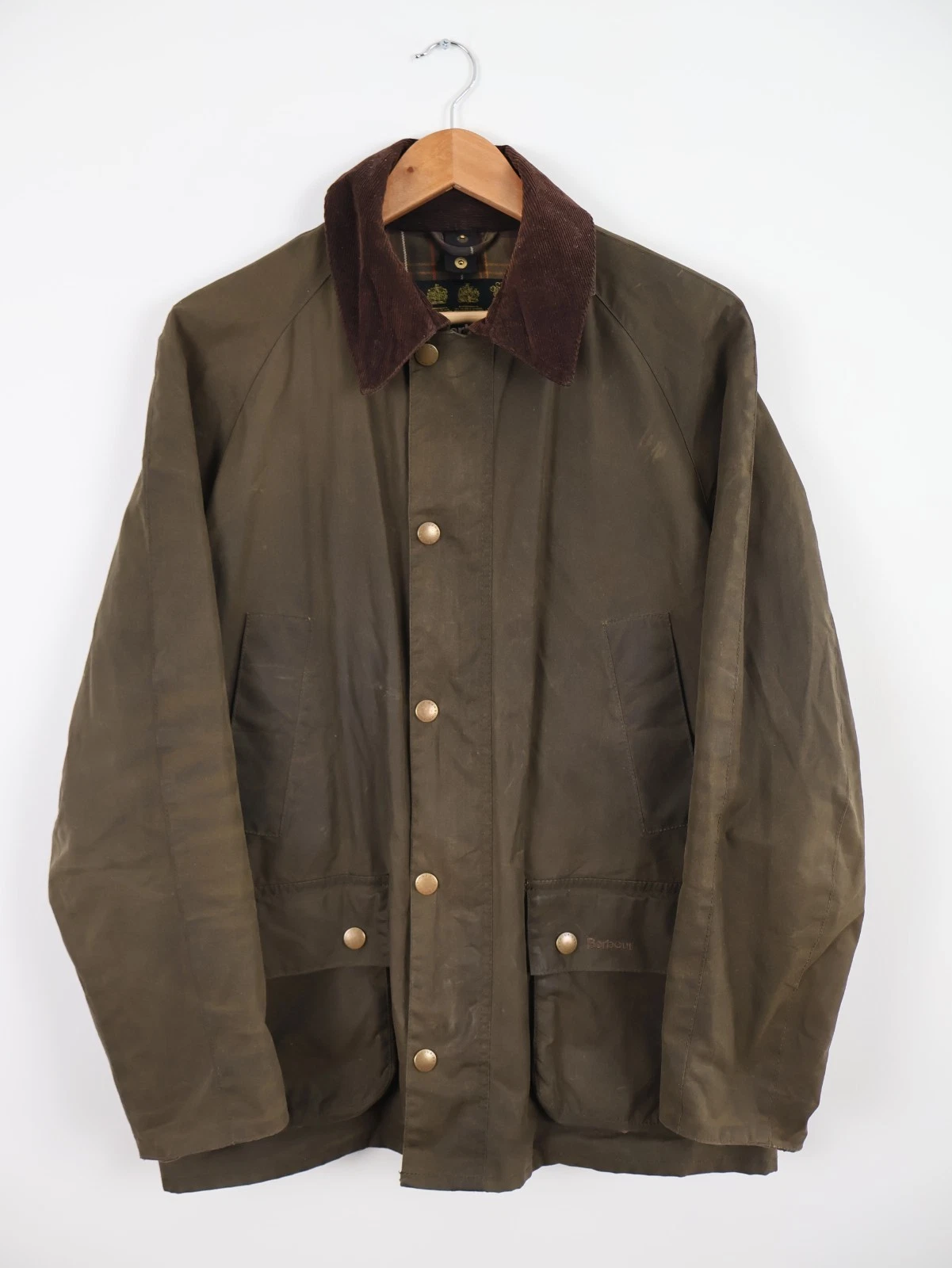 Barbour Ashby Wax Waxed Country Classic Jacket Coat Khaki Green Medium Mens