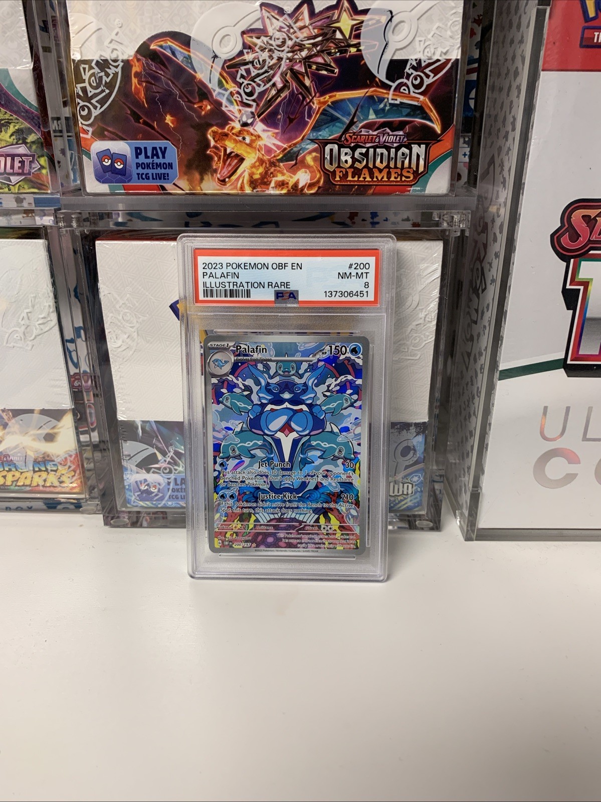 Palafin Holo IR Illustration Rare Pokémon TCG 2023 Obsidian Flames 200/197 PSA 8