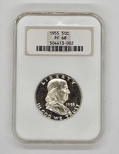 1955 PROOF Ben Franklin Half Dollar 90% Silver - NGC Certified PF 68