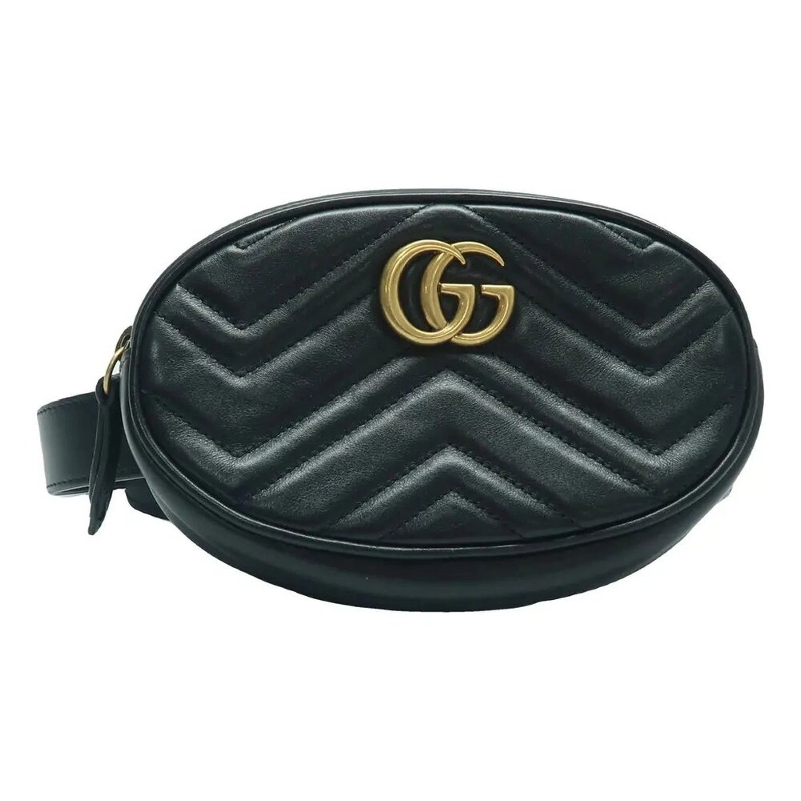 Sac ceinture en cuir noir GUCCI GG Marmont 723 041025
