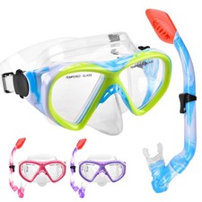Kids Snorkel Set Dry Top Snorkeling Gear for Youth Boys Girls Blue