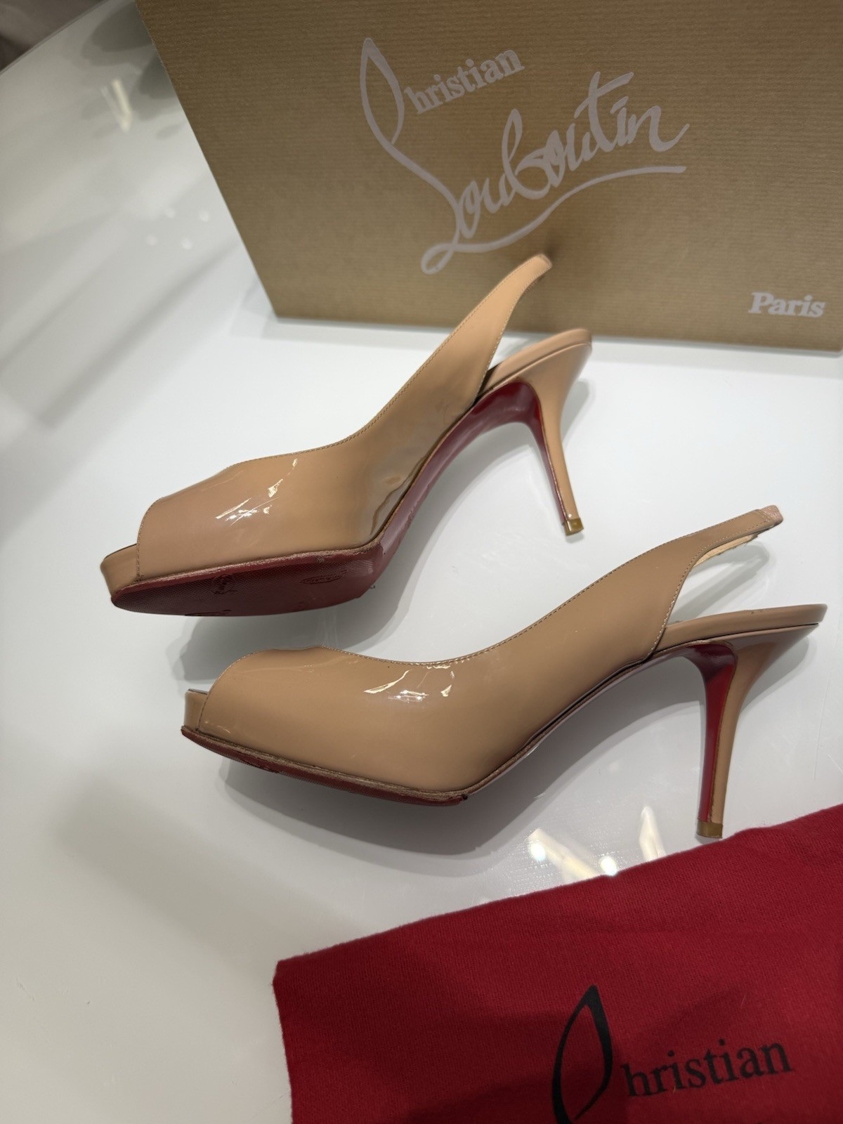 Cristian Louboutin 6.5 37.5 Patent Leather Platform Open Toe Stiletto Heels image 7