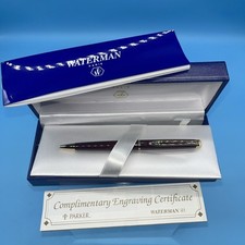 Waterman Hemisphere Red Marble Gold Trim Ballpoint Pen w/ Box & Paperwork France
