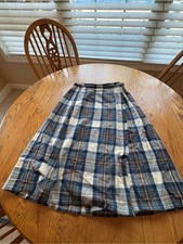 Laird Portch of Scotland Womens Kilt Wool Skirt Blue Cream Size 14