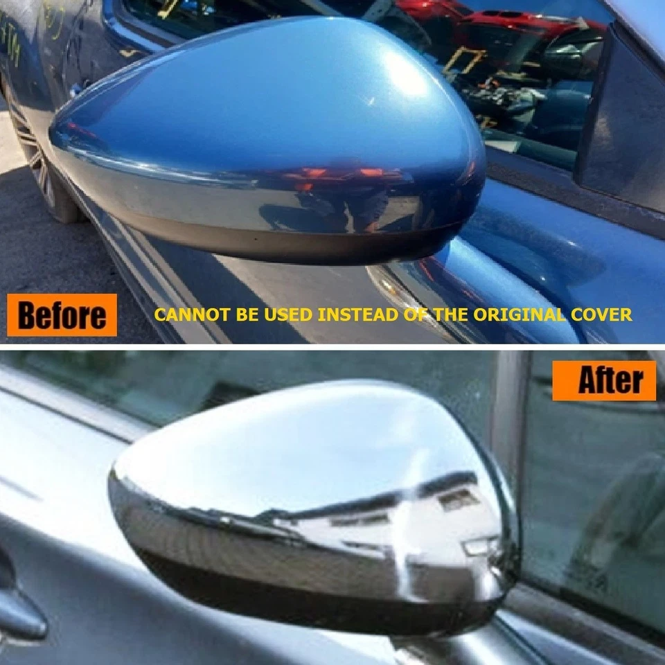 Per CITROEN C3 II 2009 AL 2016 Coppia Calotte Specchio Retrovisore Cromata - Immagine 2 di 4