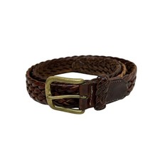Ralph Lauren Braided Leather Belt Brass Buckle Mens Size 36 Brown Vintage