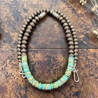 18" Heishi Turquoise Southwest Native Bench Beads Western Sterling Boho Necklace — photo 4