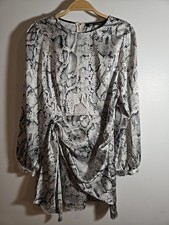 NWOT Zara Animal Print Satin Mini Dress Size M Long Sleeve