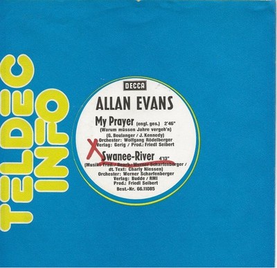 Allan Evans - My Prayer 7'' Promo Vinyl Pop 81048