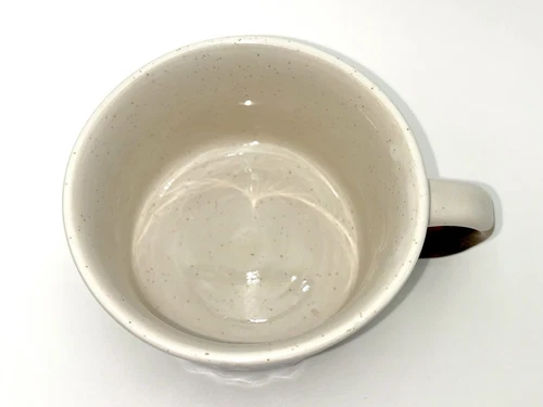 Wide Mouth Ceramic Mug Tri Color Glaze White Light Brown Foam And Dark Brown - Picture 3 of 6
