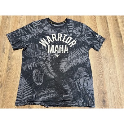 Under Armour Project Rock Warrior Mana Shirt Mens Large Gray Tropical Palm Print