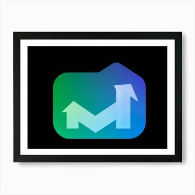 Pfeil nach oben Ikone leuchtet mit einem Hologr gerahmtes Wandbild Poster Leinwanddruck Bild