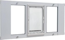Aluminum Sash Window Pet Door Adjustable to Fit Window Widths from 33" to 38"