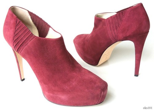 BRIAN ATWOOD burgundy suede 40 10 platforms ANKLE BOOTS FABULOUS new $790 - Picture 2 of 4