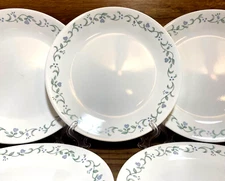 SET OF 6 - CORNING CORELLE - COUNTRY COTTAGE - BLUE HEARTS - DINNER PLATES