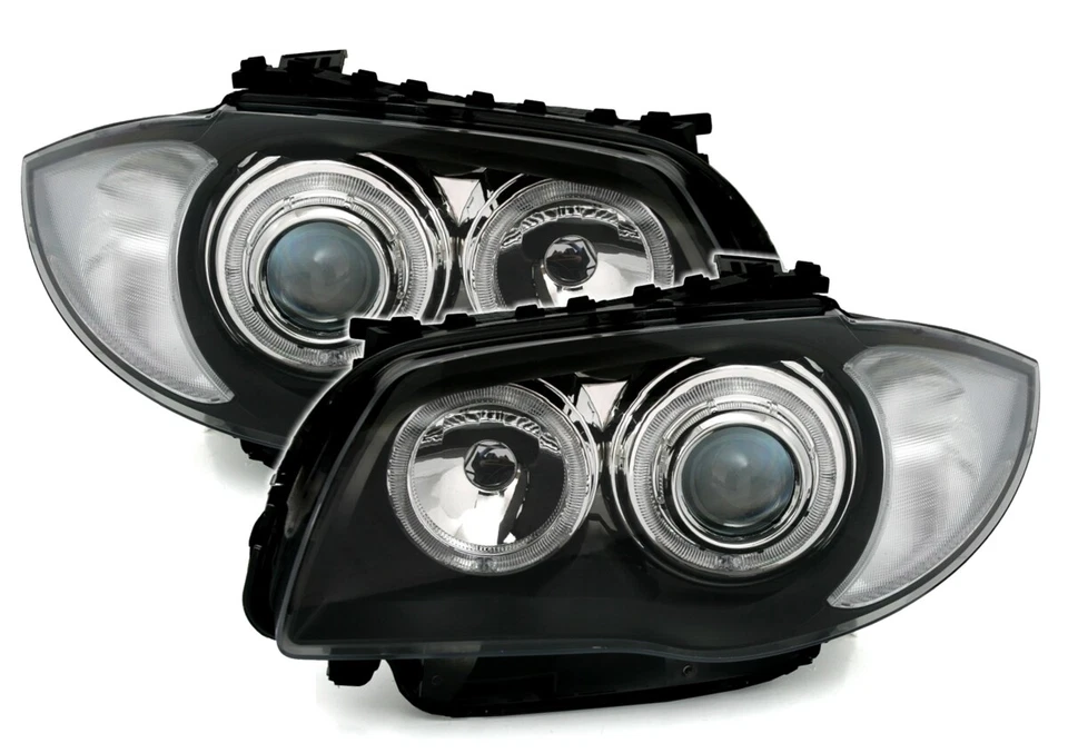 Angel Eyes Scheinwerfer Set für BMW E81 E82 E87 E88 04-11 1er LED Ringe Schwarz - Bild 2 von 4