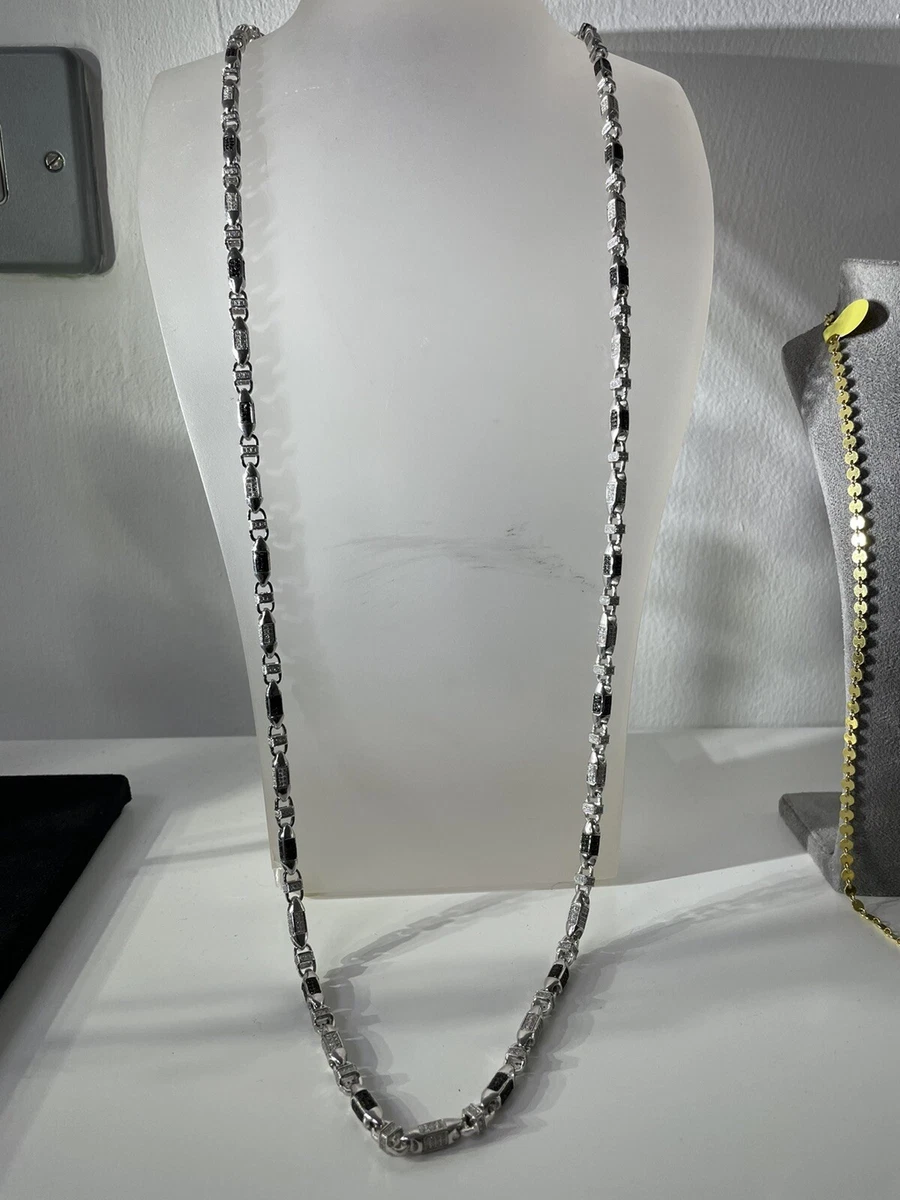 Sterling Sterling Silver Chain For Men's 36 Inches Long black and