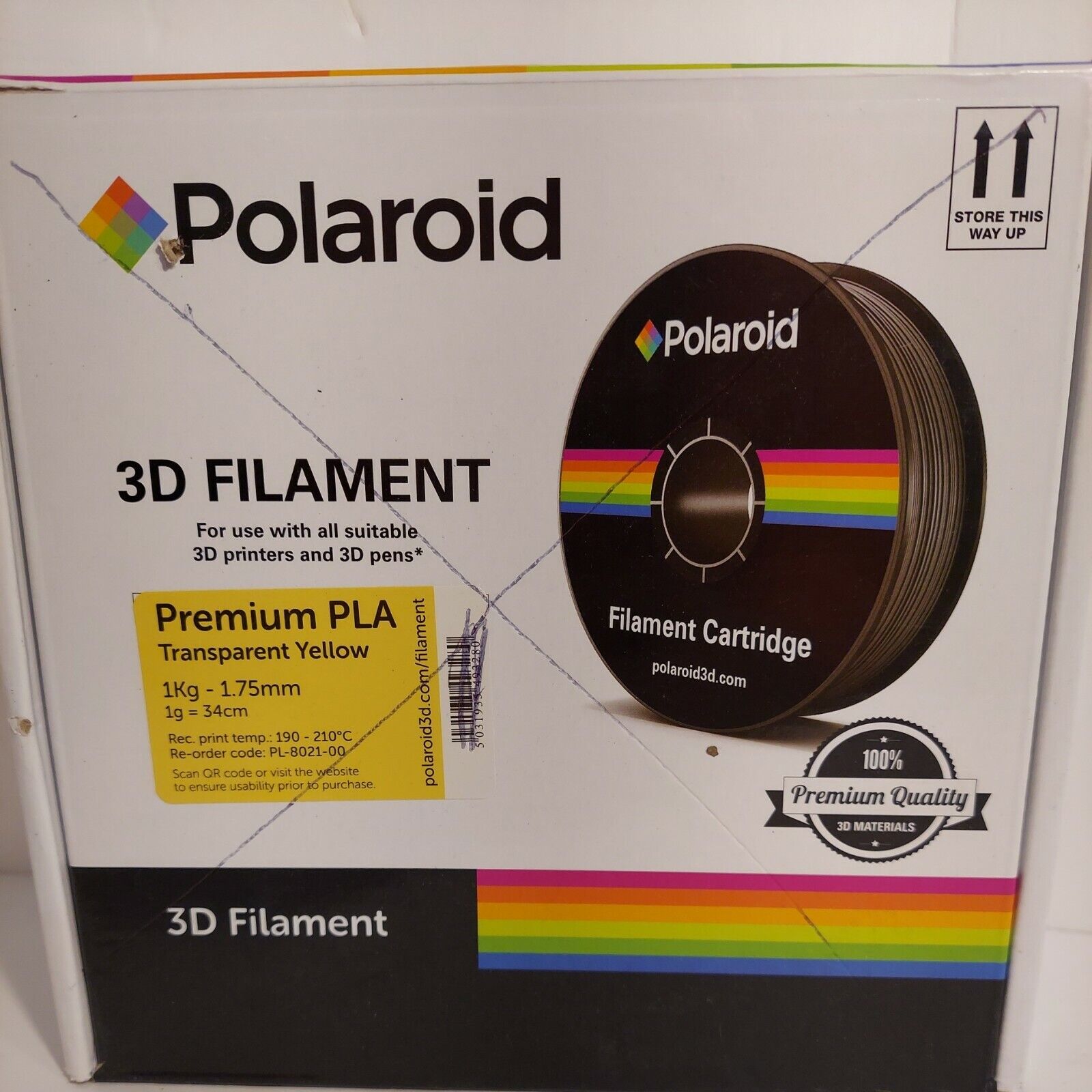 polaroid premium PLA 1.75mm 1kg 3d print filament. *new* transparent yellow